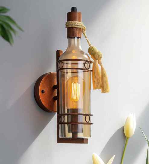 Rimini Copper Metal and Glass Wall Sconces