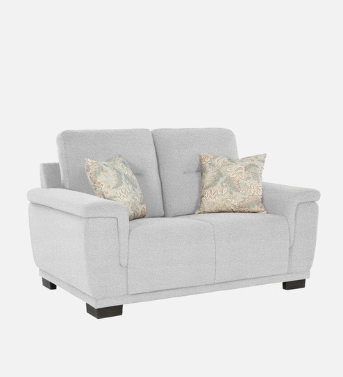 Rio Boucle Fabric 2 Seater Sofa In White Colour