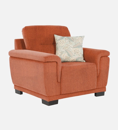 Rio Chenille Fabric 1 Seater Sofa In Orange Color