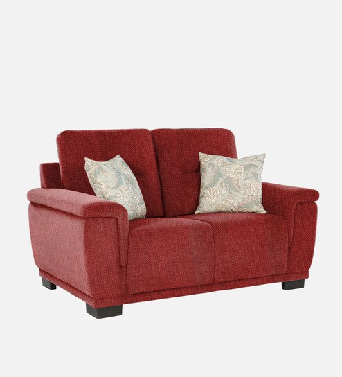 Rio Chenille Fabric 2 Seater Sofa In Garnet Red Colour
