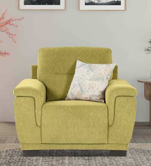 Rio Chenille Fabric 1 Seater Sofa In Olive Green Colour