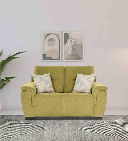Rio Chenille Fabric 2 Seater Sofa In Olive Green Colour