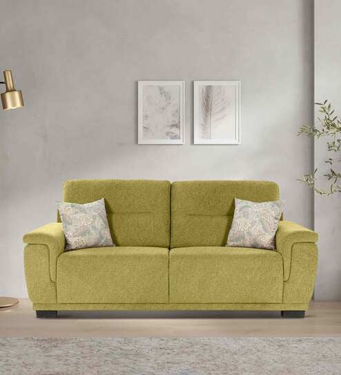 Rio Chenille Fabric 3 Seater Sofa In Olive Green Colour