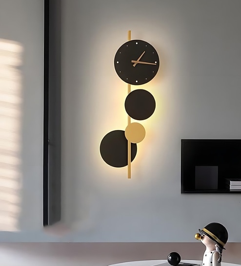 Rio Modern LED Wall Lamp with Clock | Decorative Wall Light for Living Room, Bedroom, Bedside & Home D cor | Natural White Illumination | 1Year Warranty