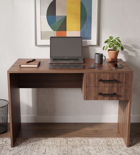 Rio Study Table in Planked Walnut Finish