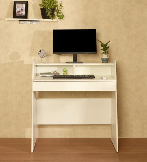 Ripple Study Table in White Colour