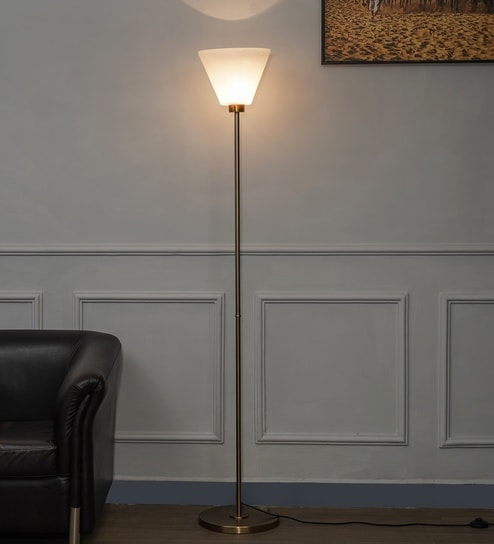 Rise Single Light Uplighter Floor Lamp In Brass Finish
