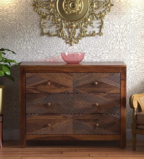 Buy Ritmo Solid Wood Chest Of Drawers In Provincial Teak Finish By