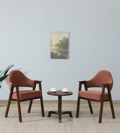 Ritzing Sheesham Wood Coffee Table Set In Provincial Teak Finish And Mocha Mousse Colour