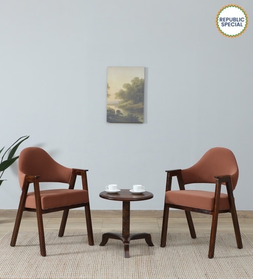 Ritzing Sheesham Wood Coffee Table Set In Provincial Teak Finish And Mocha Mousse Colour