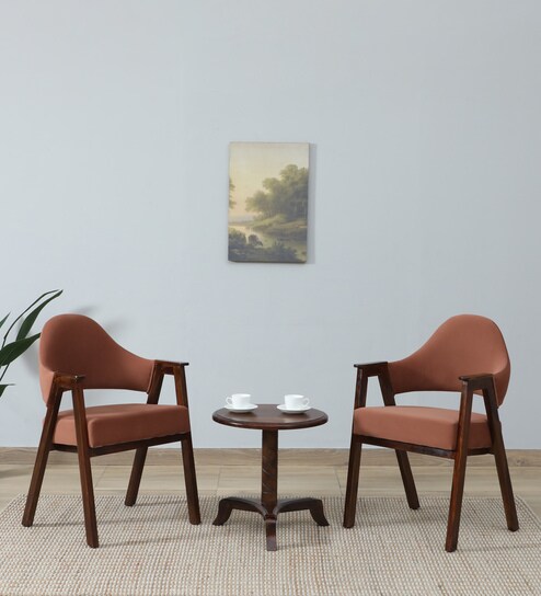 Ritzing Sheesham Wood Coffee Table Set In Provincial Teak Finish And Mocha Mousse Colour