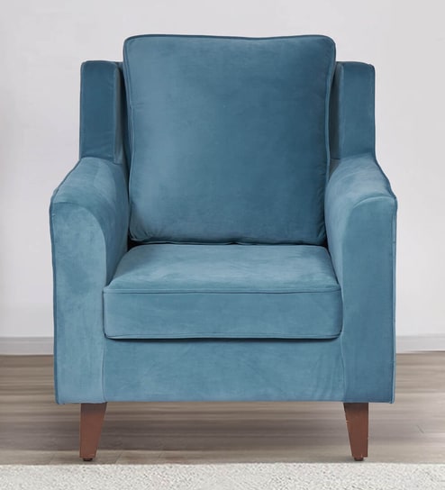 Ritzy Fabric 1 Seater Sofa In Blue Colour