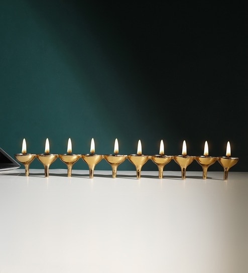 Rivera Candle & T-Light Holder Large Gold