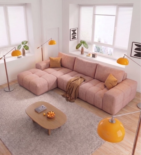 Riviera Premium Sectional Sofa In Blush Pink Color