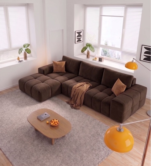 Riviera Premium Sectional Sofa In Dark Brown Color