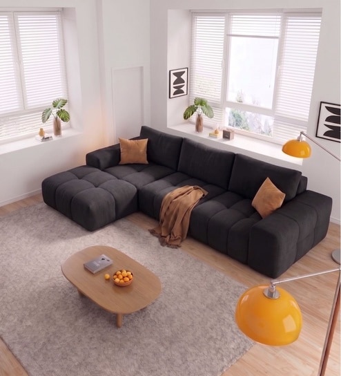 Riviera Premium Sectional Sofa In Dark Grey Color