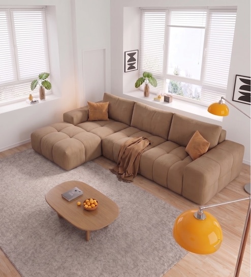 Riviera Premium Sectional Sofa In Light Brown Color