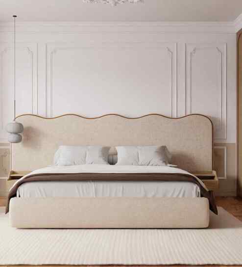 Riviera Queen Size Bed In Red And Beige Colour