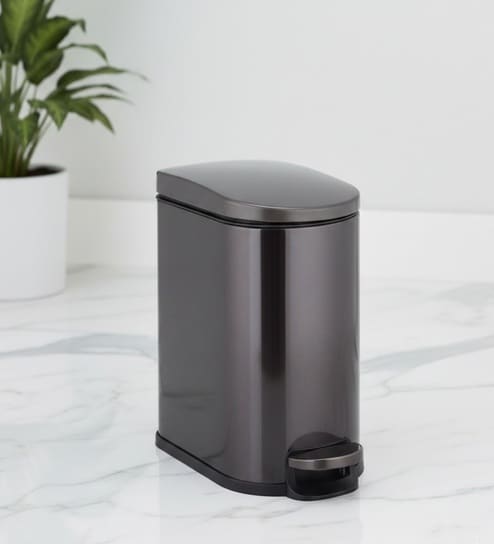 Grey Metal Rivo Trash Bin