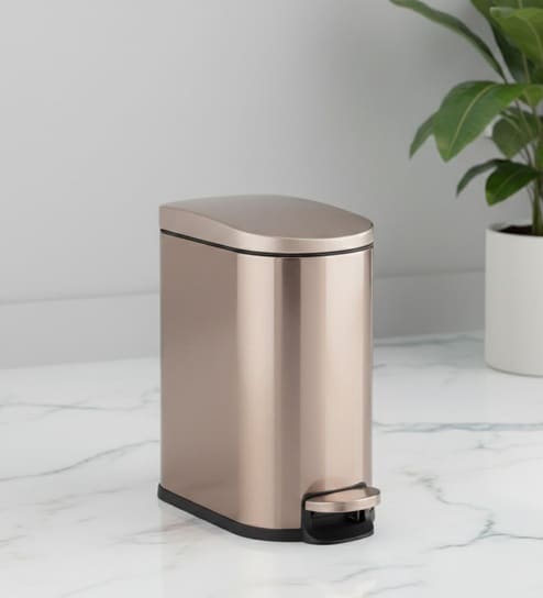 Gold Metal Rivo Trash Bin