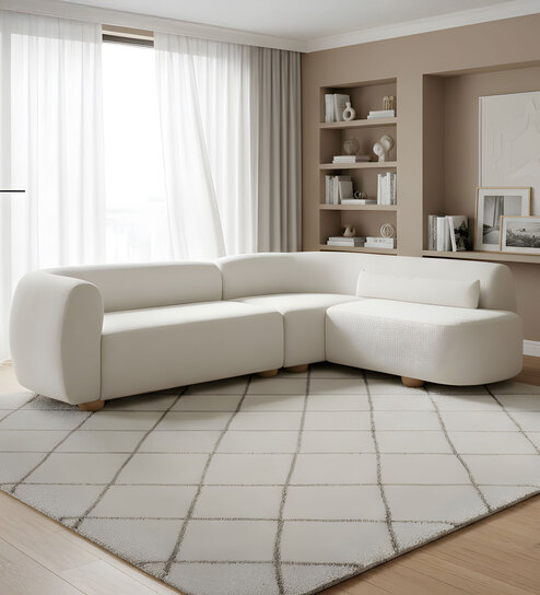 Rivva L-Shape Sectional Sofa In White Color