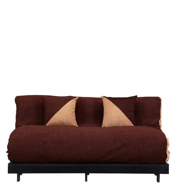 Buy Rille Double Futon with Mattress in Brown Colour by Auspicious Home