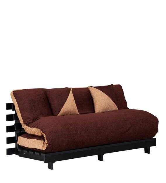 Buy Rille Double Futon with Mattress in Brown Colour by Auspicious Home Online Double Futons