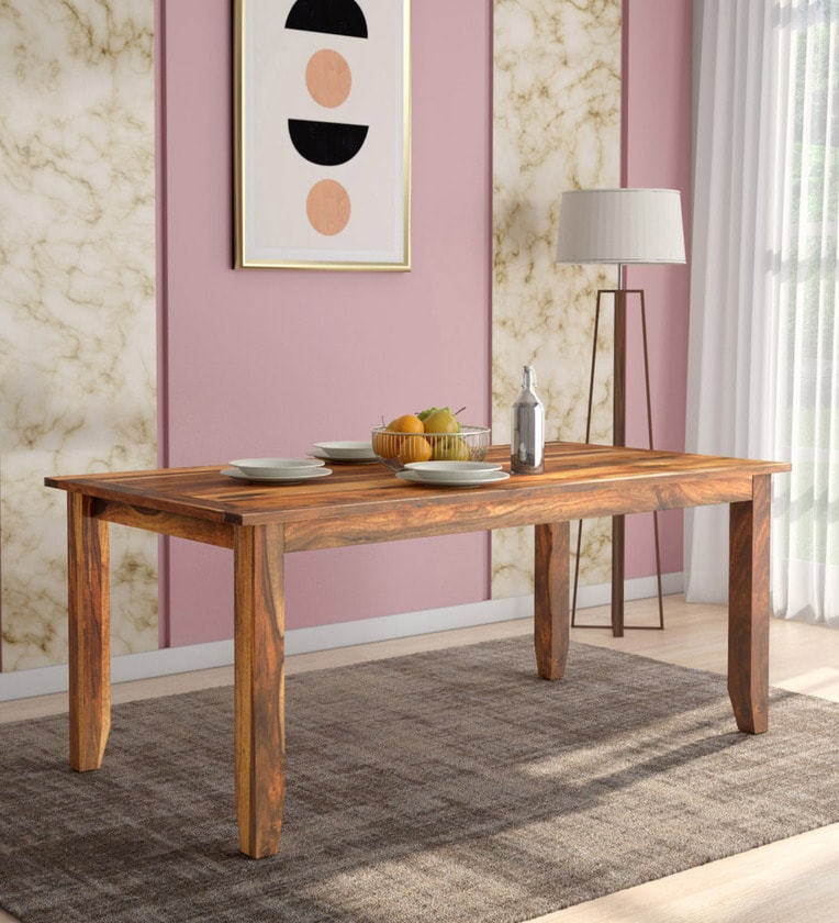 Buy Tourconing Sheesham Wood 8 Seater Dining Table In Rustic Teak