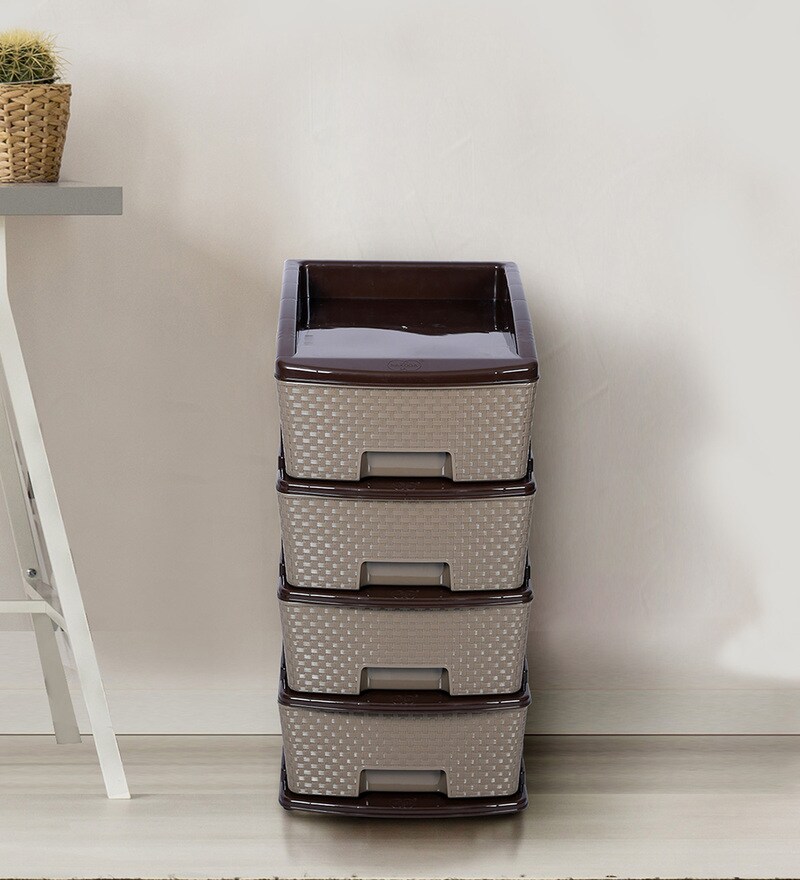 Buy Ricky 4 Tier Chest Of Drawers In Dark Grey Colour By Sgs