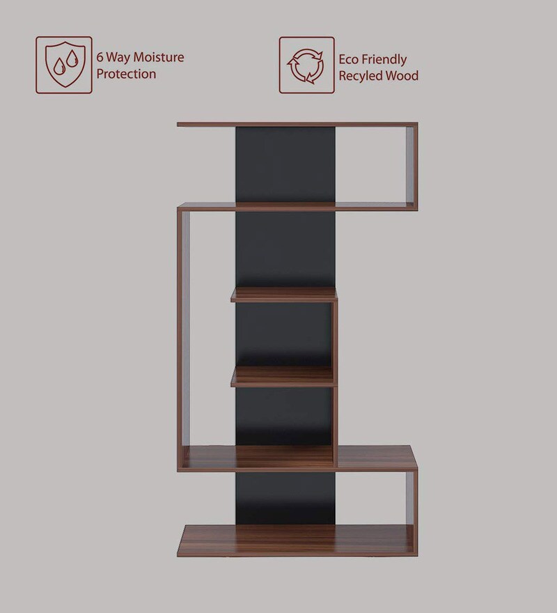 Buy Verona Bookshelf in Walnut & Black Colour by Klaxon Online Modern