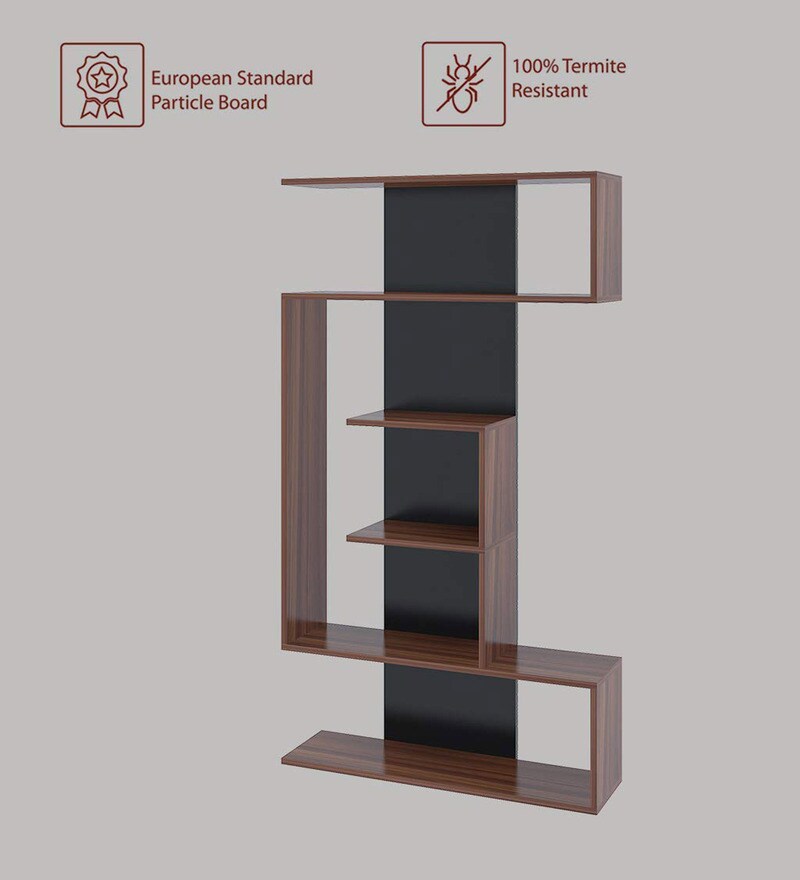 Buy Verona Bookshelf in Walnut & Black Colour by Klaxon Online Modern