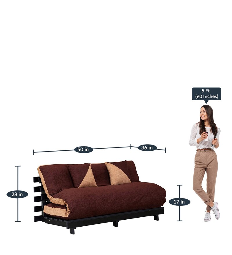 Buy Rille Fabric Futon in Brown Colour Online Futons Futons