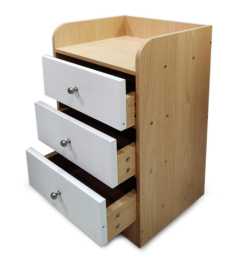 Buy Rio Bedside Table In Intel Beige Finish with drawers By Kawachi