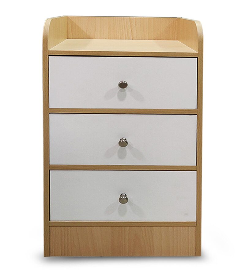 Buy Rio Bedside Table In Intel Beige Finish with drawers By Kawachi