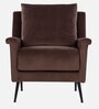 Ria Velvet Lounge Chair In Dark Brown Color