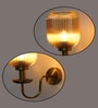 Ribbed Amber Glass Curved Arm Wall Lamp