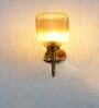 Ribbed Amber Glass Curved Arm Wall Lamp