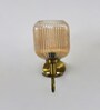 Ribbed Amber Glass Curved Arm Wall Lamp
