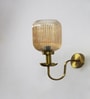 Ribbed Amber Glass Curved Arm Wall Lamp