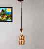 Ribbed Amber Glass Pendant Light Gold Finish