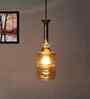 Ribbed Amber Glass Pendant Light