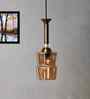 Ribbed Amber Glass Pendant Light