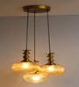 Ribbed Amber Kachori Glass Cluster Hanging Light