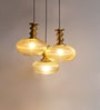 Ribbed Amber Kachori Glass Cluster Hanging Light