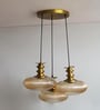 Ribbed Amber Kachori Glass Cluster Hanging Light