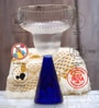 Ribbed Borosilicate Cocktail Glass Set of 2 with Blue Pyramid Base