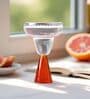 Ribbed Borosilicate Cocktail Glass Set of 4 with Amber Pyramid Base
