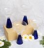 Ribbed Borosilicate Cocktail Glass Set of 4 with Blue Pyramid Base