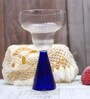 Ribbed Borosilicate Cocktail Glass Set of 4 with Blue Pyramid Base