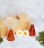 Ribbed Borosilicate Cocktail Set of 2 with Amber Pyramid Base Glass